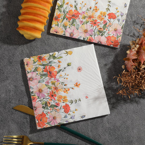 Floral Printed Paper Napkins 330mm Disposable For Wedding Birthday Party 20 Sheets Per Pack - Product Image 1