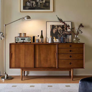 Aparador Vintage de Madera Maciza con 2 Compartimentos, Mueble de Almacenamiento para Sala de Estar - Product Image 1