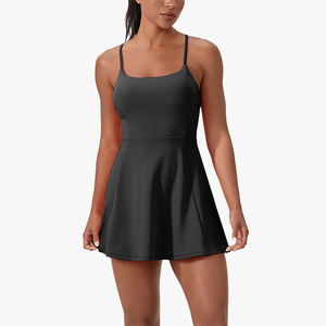 Robe de tennis d'été personnalisable avec logo pour femmes, rembourrée, séchage rapide, robe de sport, jupe courte de course - Product Image 4