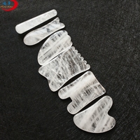 Outil de massage Gua Sha en quartz naturel transparent HZ avec bord lisse pour masser la tête