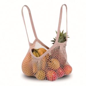 Sac de shopping élégant en filet de crochet couleur unie - Product Image 1