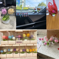 Pot rajutan bunga Tulip buatan rajutan Mini tanaman benang Pot buatan tangan tanaman Pot Tulip rajutan wol