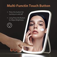Miroir portable pliable et rechargeable par USB, lumière à 2022 LED, blanc, miroir de table de courtoisie, miroir de maquillage, cosmétique