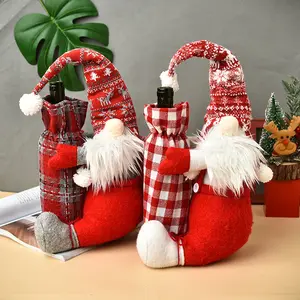 New Xmas Gnome Wine Bag Gift Decor Christmas Knitted Wine Bottle Cover For Xmas Decor