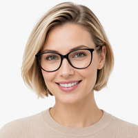 Lunettes classiques en acétate noir pour femmes, branches en cuir tressé, détail chaîne, montures de prescription 2047-2