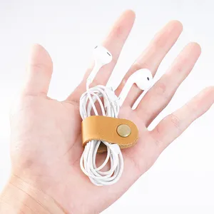 2024 Gdkk tempat kabel kulit Organizer earphone Winder manajemen kabel kabel terbungkus garis kawat alat benang 5g ruang tamu Tunggal