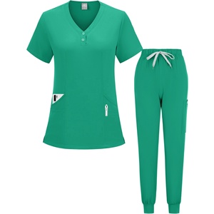 Uniforme médico de hospital con logotipo personalizado de alta calidad, conjunto de uniformes médicos con bolsillos elásticos para mujer, conjuntos de uniformes médicos de enfermería - Product Image 5