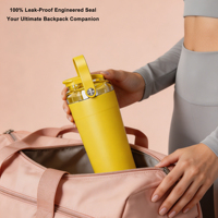 Bouteille shaker professionnelle pour salle de sport en acier inoxydable 24 oz avec couvercle Tritan haute transparence et compartiment à poudre intégré