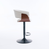 Tabouret de bar pivotant moderne européen nordique en PU avec pieds en métal noir pour la maison, le bureau et l'hôtel