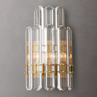 Applique murale LED de luxe en laiton et cristal, style nordique minimaliste postmoderne, pour chambre, salon, hôtel, couloir, chevet
