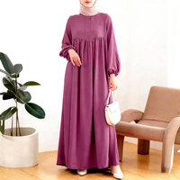 Collection Indonésie 2025 : Robe Abaya décontractée de couleur unie, mode musulmane, avec taille plus