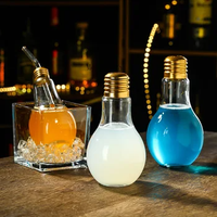 Verres pour boissons en plastique ampoule à led tasse lampe tasse gobelet en plastique transparent pour jus tequila vin avec couvercle paille