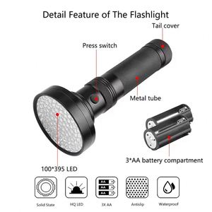 ไฟฉายพกพาอัลตราไวโอเลต 100LED แสงยูวี สีม่วงและแบล็คไลท์ สำหรับตรวจจับปัสสาวะสัตว์เลี้ยง - Product Image 2
