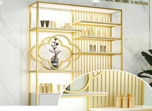 2025 Sang Trọng Bắc Âu Kệ Sách Hạ Cánh Sắt Nghệ Thuật Kim Loại Ánh Sáng Sang Trọng Kệ Nhà Phân Vùng Màn Hình Móng Tay Nghệ Thuật Mỹ Phẩm Hiển Thị Đứng - Product Image 2