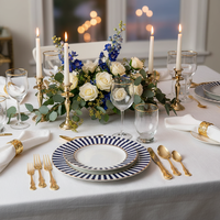 Service de table de luxe en porcelaine fine 24 pièces avec décor doré / Service de table pour 6 personnes à motif paysager certifié CE, cadeaux d'affaires