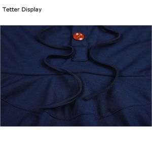 T-shirt à manches longues à col roulé et à cordon de couleur unie en jersey de coton 100% de haute qualité pour hommes - Product Image 3