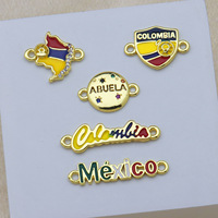 Colgante de esmalte con bandera de Colombia y Venezuela al por mayor, chapado en oro de 18 quilates, con mapa de país, conector de latón para pulseras DIY y joyería.