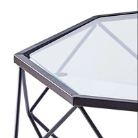 Table basse géométrique moderne en verre en forme de diamant Peinture noire pour le salon