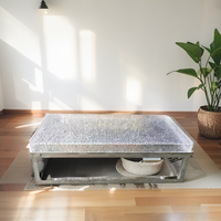 Table basse moderne en acrylique durable sur mesure, plateau transparent en acrylique, pieds en acier inoxydable, table à thé rectangulaire pour salon avec rangement