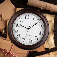 Jam Dinding Tradisional Klasik Tanpa Suara untuk Ruang Tamu Kamar Tidur Dekorasi Rumah Vintage Warna Walnut Gelap Ringan