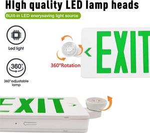 4 gói màu xanh lá cây dẫn lối ra dấu hiệu với đèn khẩn cấp Đầu Đèn thoát hiểm khẩn cấp với pin dự phòng, đèn kép ABS chống cháy - Product Image 2