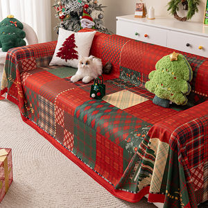 Couverture de canapé en chenille Patchwork à carreaux de Noël antidérapant tout compris couverture de canapé universelle <span class=keywords><strong>anti</strong></span>-poussière toutes saisons - Product Image 1