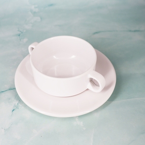 Ensemble de tasses à café en mélamine blanche au design populaire, poignée bon marché, réutilisable, en <span class=keywords><strong>plastique</strong></span>, avec soucoupe en céramique, vente en gros d'usine, <span class=keywords><strong>vaisselle</strong></span> pour la maison - Product Image 3