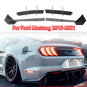 For Ford Mustang 2018-2021 Rear Bumper Lip Diffuser Side Valance <b>Apron</b> Glossy <b>Black</b> - Product Image 1