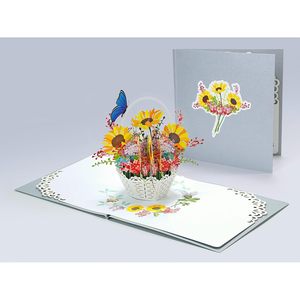 Mothers Day 3D Pop-Up Greeting Card with Sunflower Basket and Floral Design Digital Printing & <b>Matte</b> <b>Varnishing</b> - Product Image 5