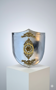 Conception d'un bouclier royal médiéval en acier doux de calibre 20, finition polie avec poignée, prix de gros - Product Image 3