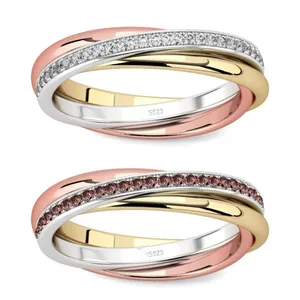 Fashion Classic Moissanite Ring Gold Jewelry Diamonds Ring Three Tone Round Cut Moissanite Ring