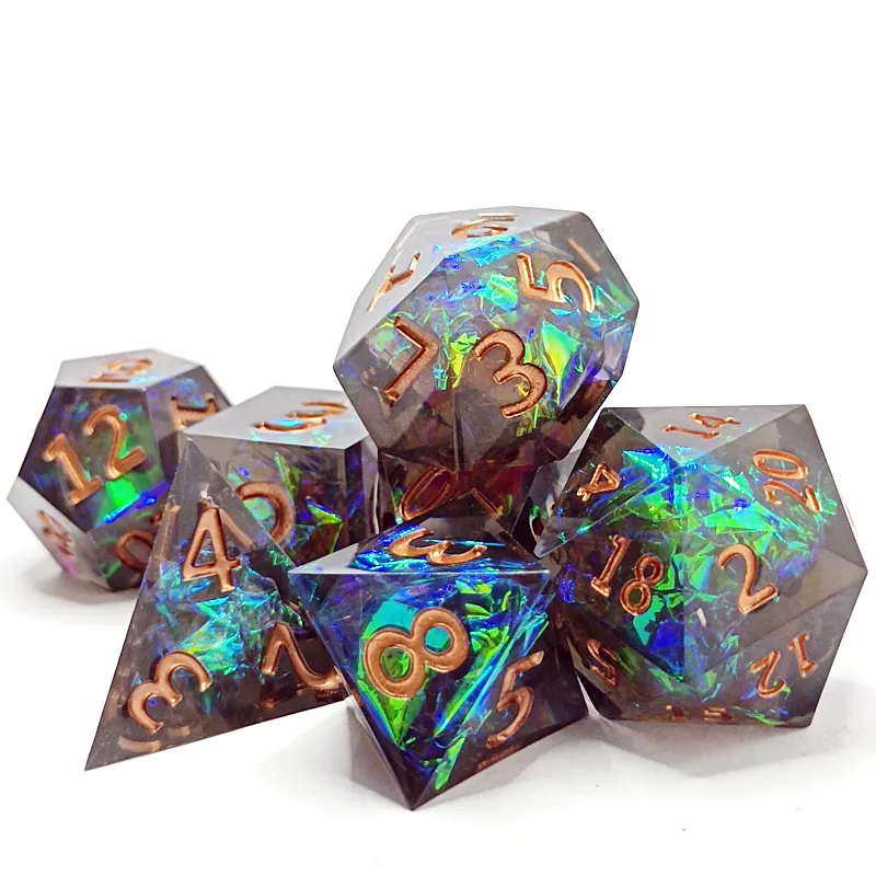 Sharp Edge Dadu Set Polihedral Dadu Meja Permainan Dnd Rpg Dadu Keenness Resin