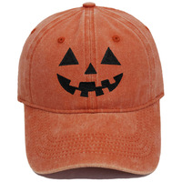 Gorra de Béisbol Unisex de 6 Paneles con Bordado de Calabaza Jack O'Lantern |   Vintage |   Sombreros Dat |   Regalos de Halloween |   Ropa de skate