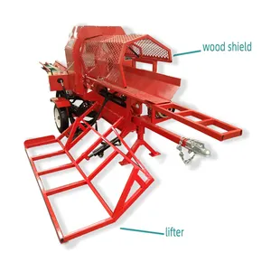 27hp firewood saw and split/Petrol Engine Firewood Processor / timber log cutter splitter 4-way splitting wedge belt conveyor