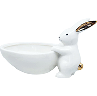 Plat à bonbons lapin de Pâques, lapin blanc en céramique décor de Pâques bol de service à collation bol décoratif pour cadeaux de Pâques