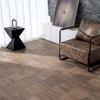 Parquet en bois d'ingénierie, revêtement de sol en bois luxueux avec surface à motif de lotus multicolore, design d'intérieur élégant