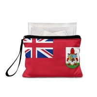 Dompet Koin Mini Bermotif Bendera Bermuda Warna Campuran dengan Ritsleting, Dompet Kanvas Portabel untuk Uang Receh Wanita, Cocok untuk Perjalanan Sehari-hari