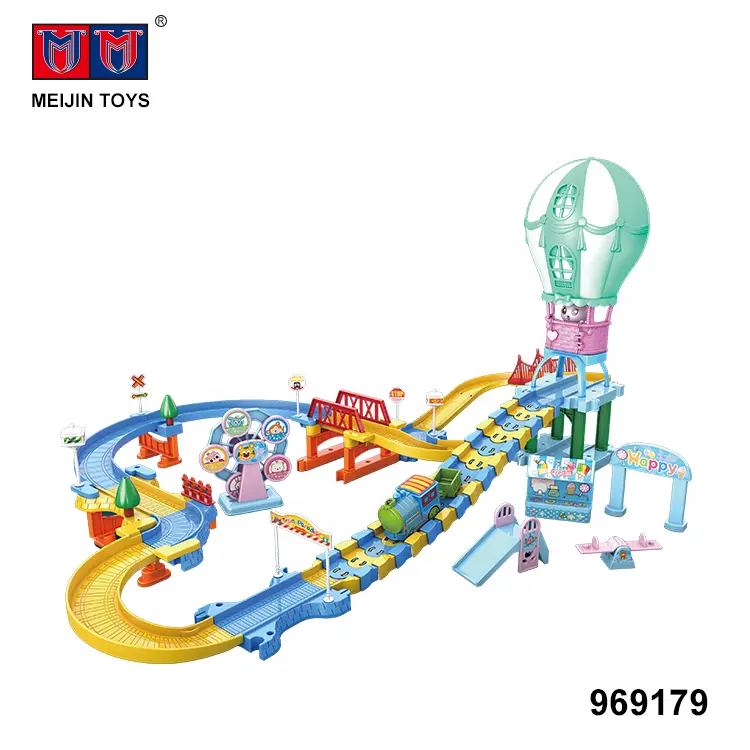 diy hot air balloon cartoon toy train tracks with lighting music