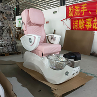 Équipement de salon de manucure, fauteuil de pédicure électrique de luxe avec base inclinable blanche, fauteuil de manucure avec massage