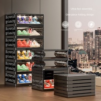 Organizador de Zapatos Plegable de Plástico XY8515, Diseño de una Sola Pieza, Fácil de Montar, Caja Organizadora de Zapatos Plegable