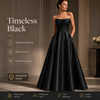 Collection de robes de soirée noires pour femmes, robes longues formelles pour mariage et événements, fournisseur de marques privées