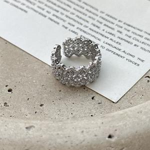 Anillo de Plata de Ley S925 con Incrustaciones de Circonita, Diseño Retro Francés de Corte de Nicho, Simple y Moderno, Anillo Abierto de Talla Única - Product Image 5