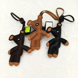 Hot Selling Cute Bear Keychain Creative Cartoon Leather Pendant for <b>Backpacks</b> Bags Car Keys Adorable Gift Decoration - Product Image 5