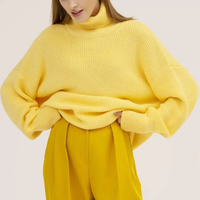 Pull à col roulé épais tendance pour femme Blubelle, décontracté, ample, avec poignets côtelés, couleur unie, mi-long, pour l'automne et l'hiver