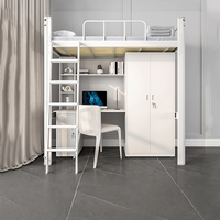 Lit mezzanine en métal sur mesure avec bureau et armoire, lit superposé simple pour dortoir d'étudiants/locaux du personnel, taille et couleur personnalisées