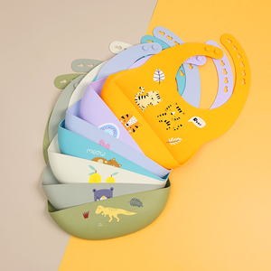 100% biologica in Silicone per uso alimentare bavaglini impermeabili per bambini e alimenti per l'alimentazione di bavaglini colorati in Silicone con bottoni - Product Image 1