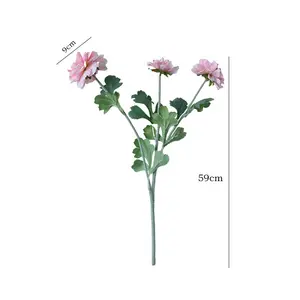 High quality single branch 3-head velvet peony simulation flower for wedding home model room decoration