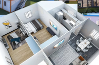 Maisons préfabriquées classiques B Smart Homes au design moderne, maisons conteneurs, 2 chambres, construction modulaire rapide, étanches, garantie 50 ans