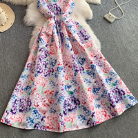Robe décontractée pour femmes, sans manches, coupe trapèze, imprimé floral, élégante, avec ceinture à nouer, longueur mi-longue, pour les vacances, les fêtes, vêtements décontractés