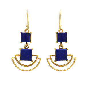 Pendientes de piedras preciosas de lapislázuli naturales de moda Joyería colgante de Latón chapado en oro de moda para fiestas - Product Image 1